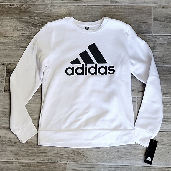 adidas Tops - Adidas logo white crew neck sweatshirt